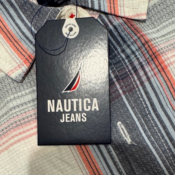 Nautica Men's Casual Plaid Shirt - Red, Gray, and White - Picture 2 of 5